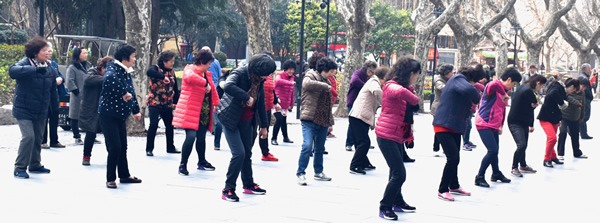 Women in the park in Shanghai.