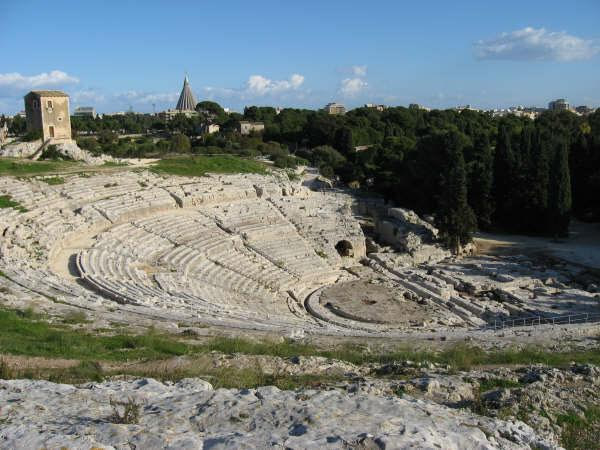 The Greek Amphitheatre in Syracusa, Sicily.