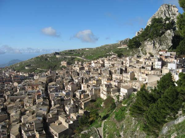 Caltabellota drapes on the hillside in Sicily.