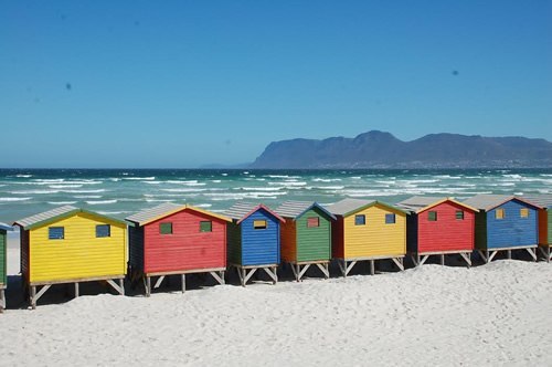 Beach houses of Muizenberg, South Africa.
