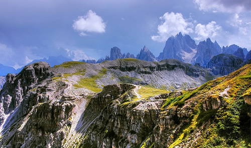 South Tyrol with Dolomites mountains in background.