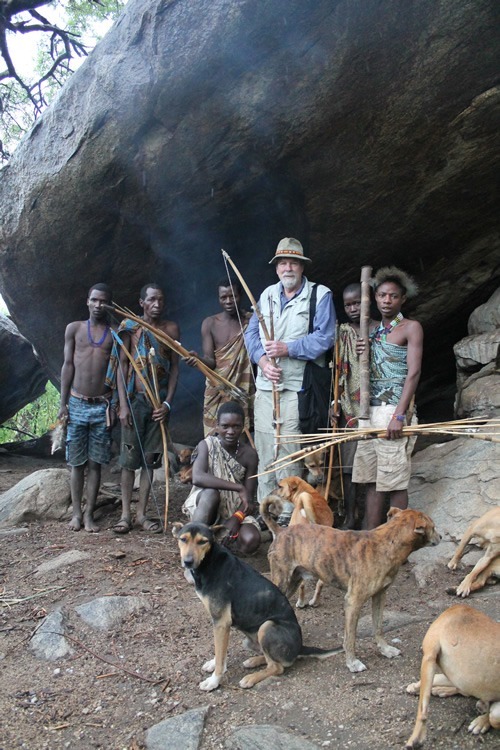Author with the Hadzabe hunters.