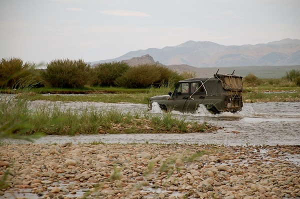Once, the author drove in a 4x4 in Mongolia through a shallow river.