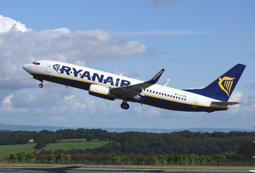Budget air travel within Europe on airlines such as this Ryanair passenger jet.