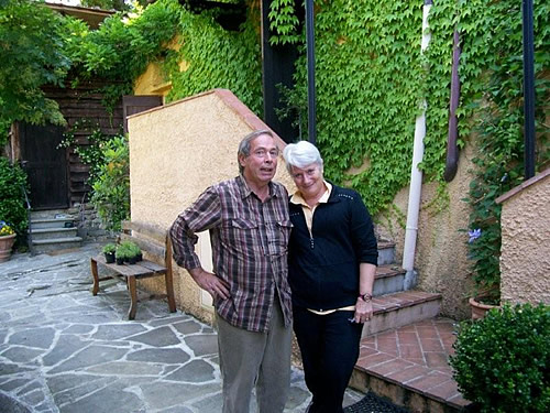 Author and husband at a B and B in Italy.
