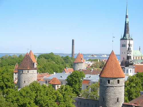 View of a castle in Tallinn, Estonia.