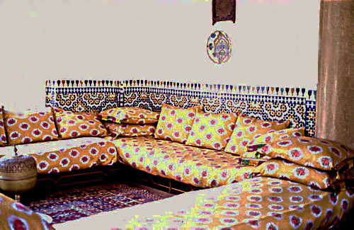 Traditional couch and cushions in Morocco.