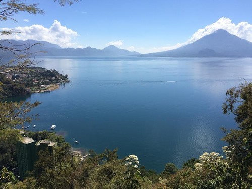 Lake Atitlán with Volcano Toliman in Guatemala.