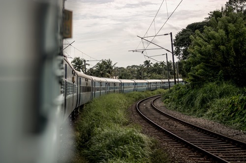 A train turning in India.