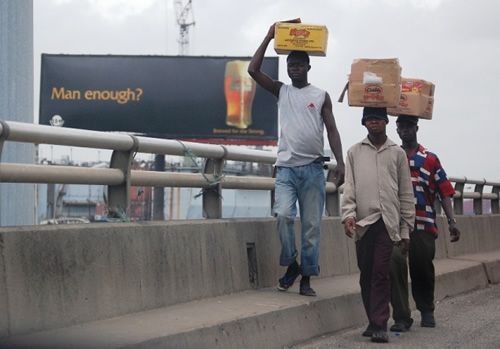 Men in Lagos returning from market.