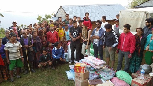 Proper food supplies in Gorkha given to villagers after a landslide.