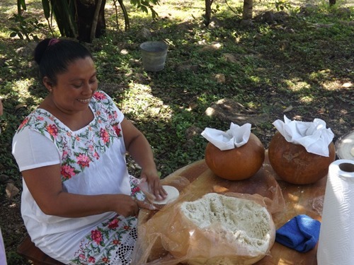 Woman making tortillas in Mexico.