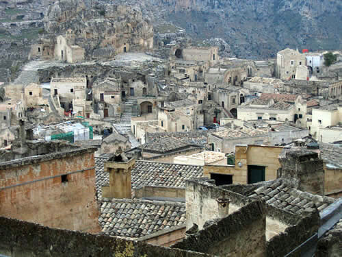 The houses and caves dug into the mysterious, ancient town of Matera.