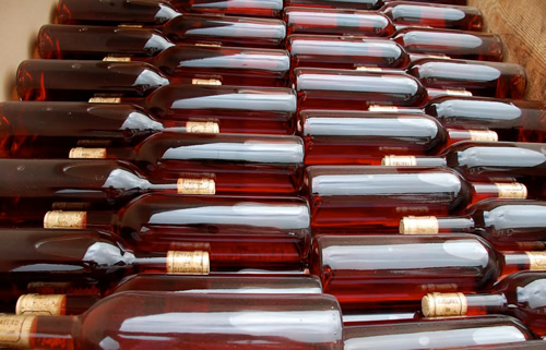 Bottles of wine in Bordeaux.