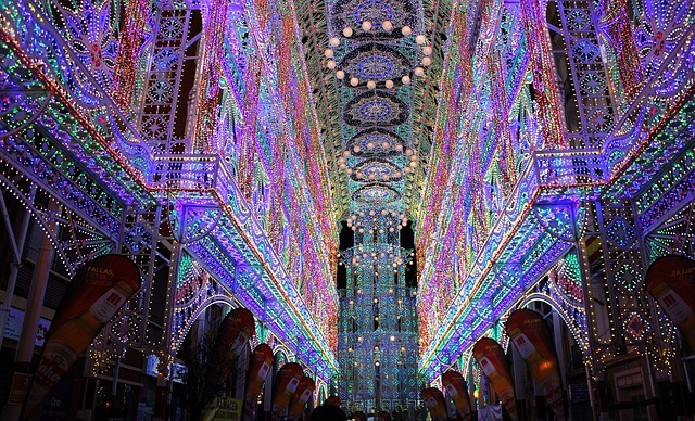 An light installation at the spring festival in Valencia, Spain.