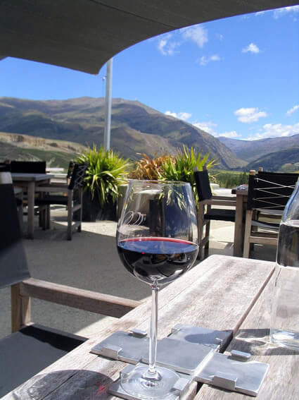 Glass of New Zealand wine with a view.