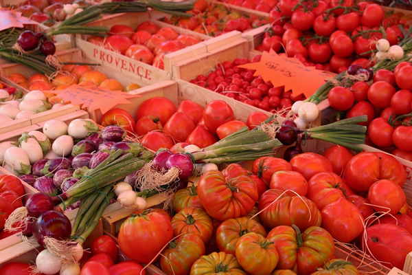 Produce at a market in Provence, Avignon in the South of France.