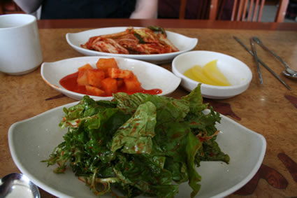 Kimchi dishes in South Korea.