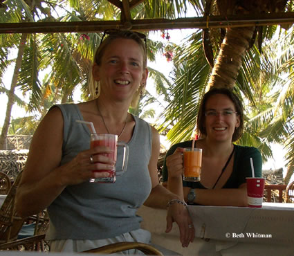 Beth and Kate traveling in Kerala.