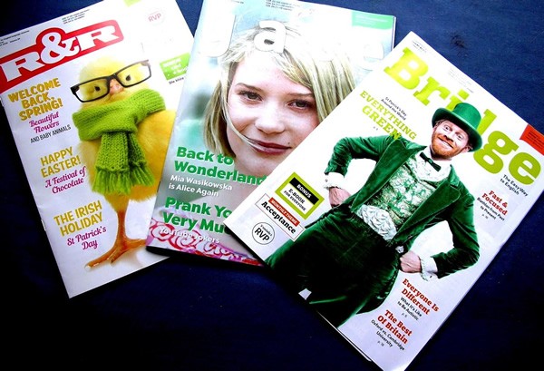 Three students' English magazines published in Prague.