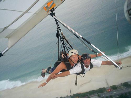 The author hang gliding in Brazil.