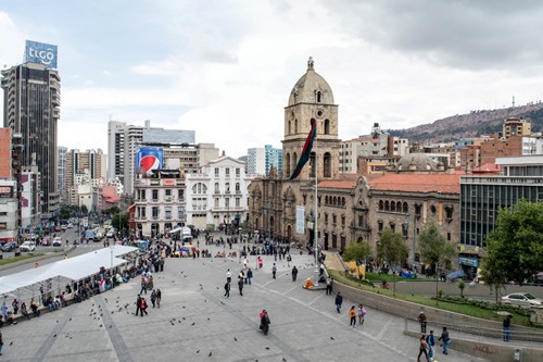 Central square of La Paz, Bolivia.