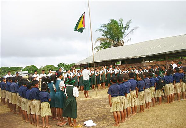 Yupukari school assembly in Guyana.