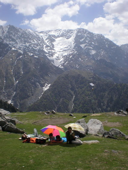 Relaxing at Triund.