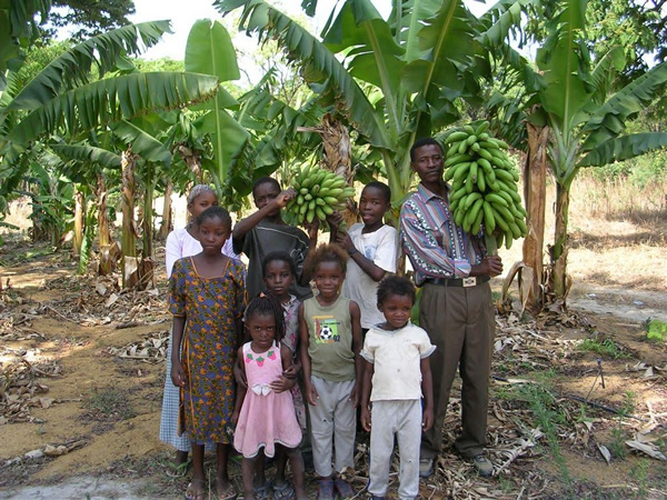 The community in Zambia is proud of their bananas.