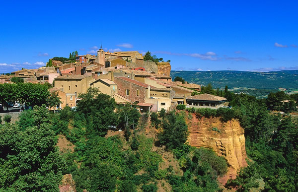 The hilltop town of Roussillon in the south of France.