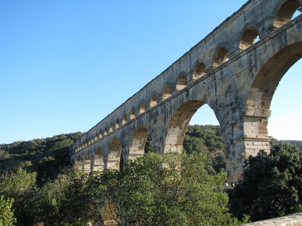 The Roman Pont du Gard aqueduct.