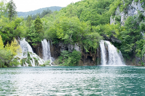 Some of the many waterfalls in Plitvice.