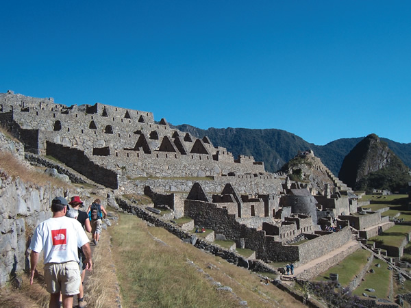 Visitors to Machu Picchu in Peru.