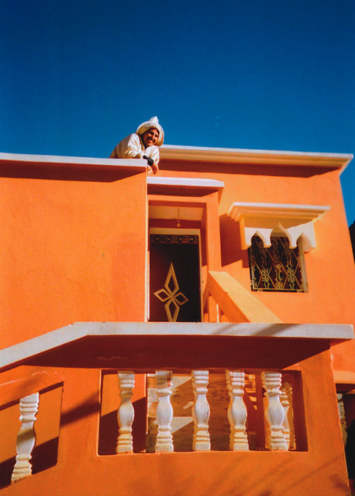Man on top on patio in Morocco