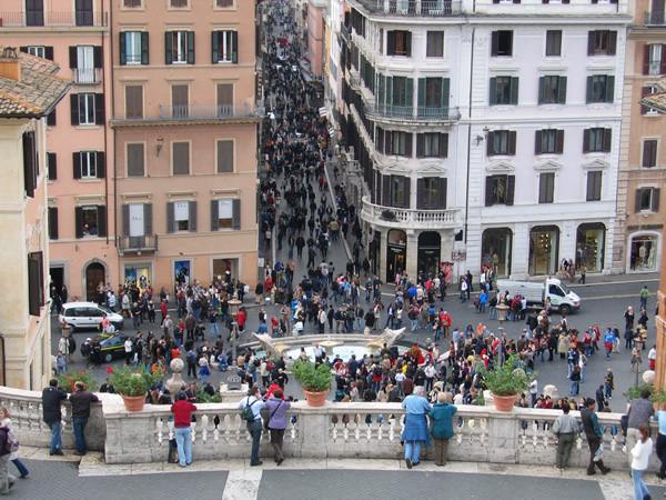 Crowds almost always on the Spanish Steps, not a cheap area of Rome.