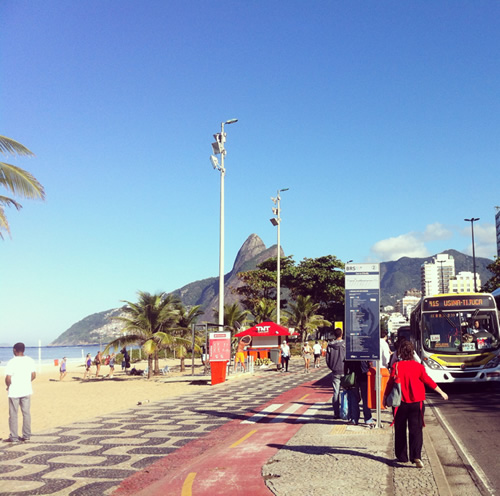 Bus stop in Rio, Brazil.