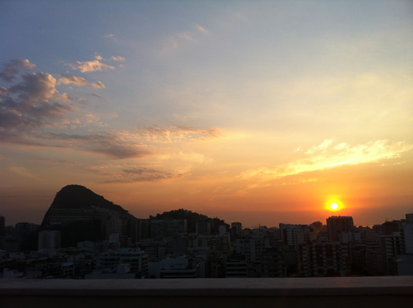 Sunrise view from author's apartment in Brazil.