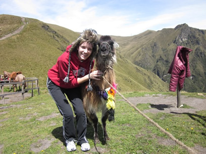 Hanging out with a Llama in Ecuador.