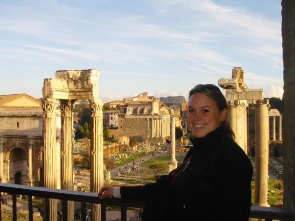 Author in Rome standing above the Roman Forum.