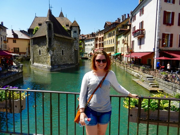 Author on a bridge as she travels while on her Geneva internship.