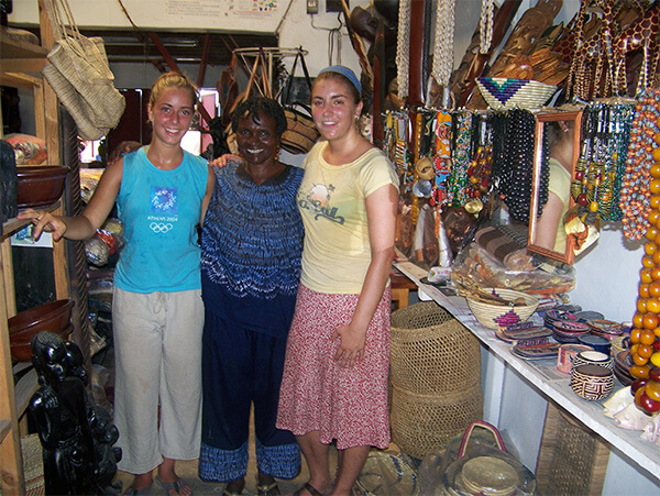 With friend and fellow student in a marketplace in Dar es Salaam, Tanzania.