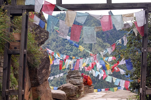 Bhutan prayer flags and travel