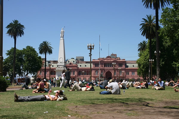 People love to hang out in the many parks in the city.