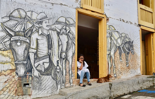 Colonial Salento house with mural