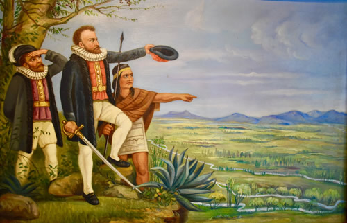 Painting in Pumapuyo Museum: the Cañari, defeated by the Inca, became allies of the Spaniards