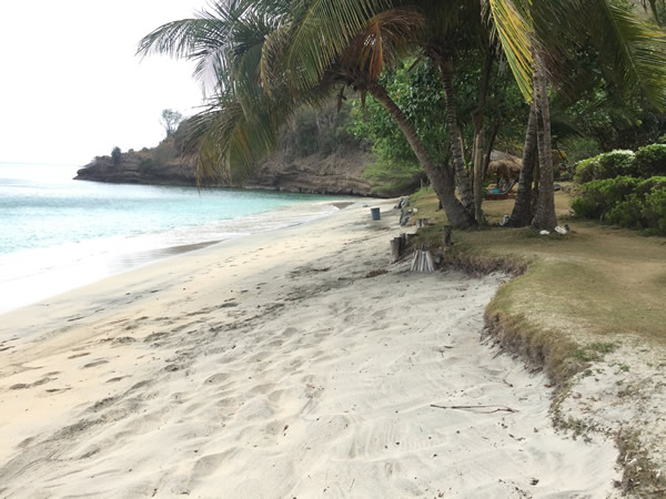 A white sand beach on Grenada’s Caribbean coast.