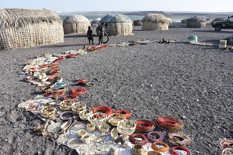 El Molo women display their crafts during our visit