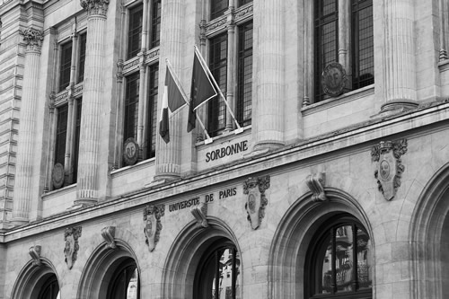 Studying at a student at the Sorbonne in old Paris