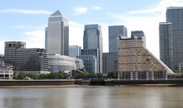 London skyline of the financial district.