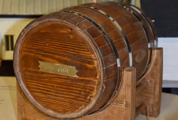 Molasses barrel used to transport mail by sea in the winter